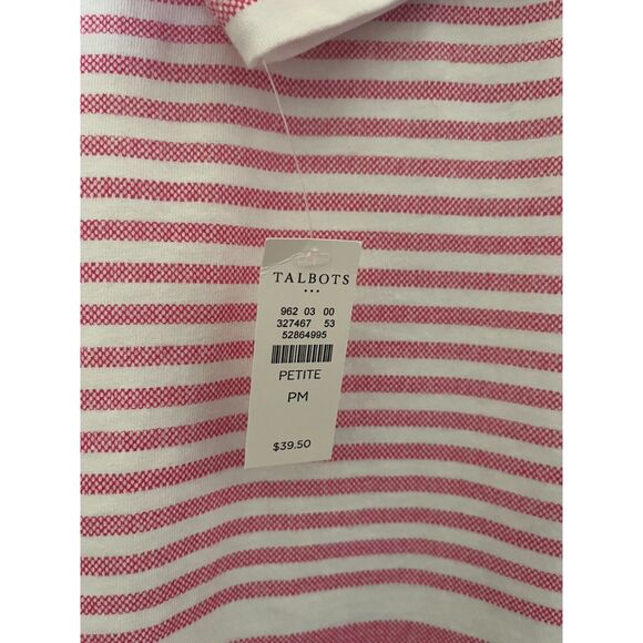Talbots 3/4 Sleeve Pink Stripe Lightweight Tunic - Picture 2 of 5